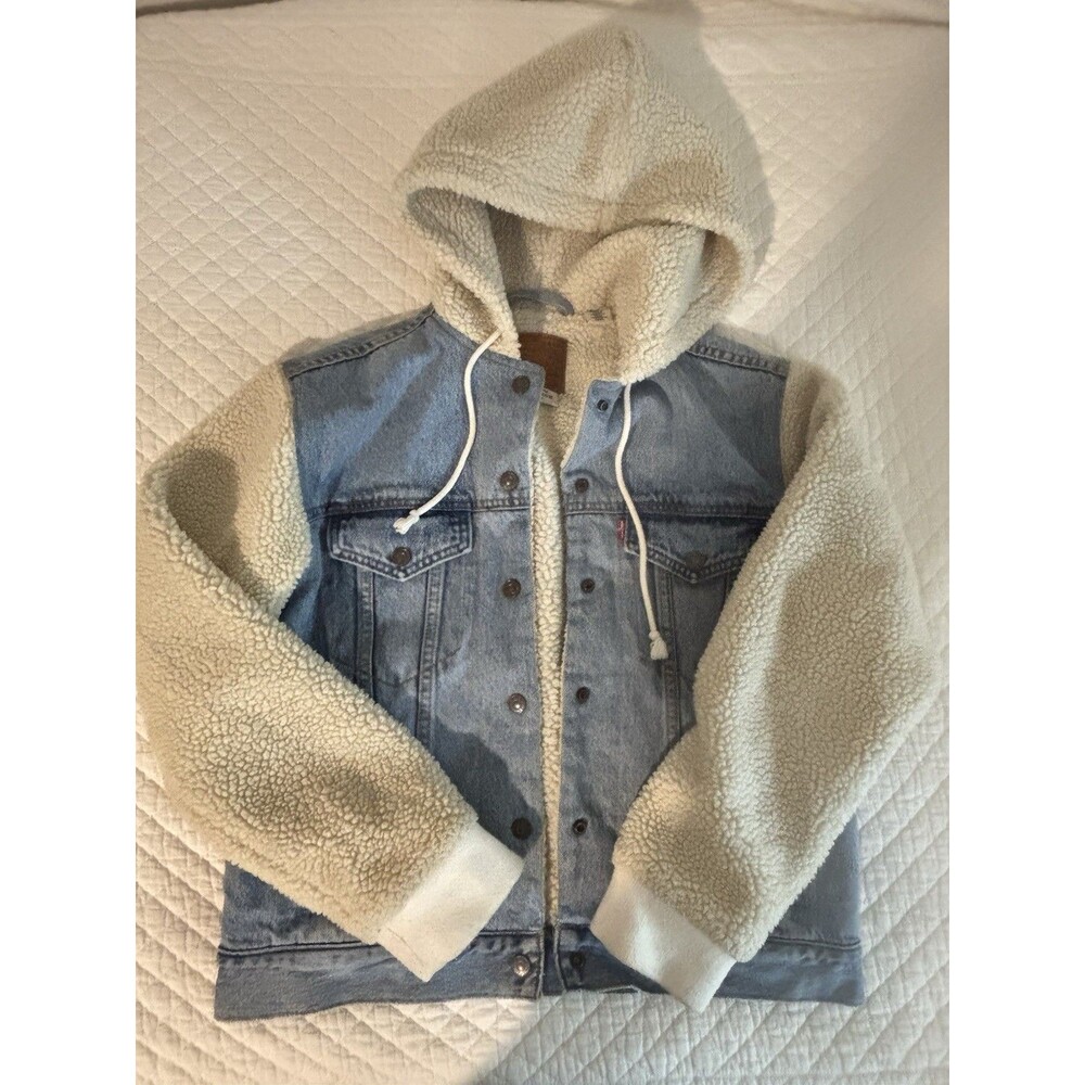 Levis Premium Jean Jacket Mens Small Blue Sherpa Lined Trucker San Francisco USA